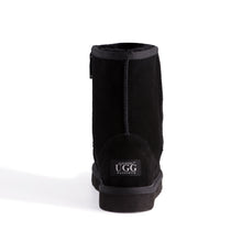Load image into Gallery viewer, AUS WOOLI UGG MID CALF ZIP-UP SHEEPSKIN BOOT - Black