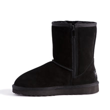 Load image into Gallery viewer, AUS WOOLI UGG MID CALF ZIP-UP SHEEPSKIN BOOT - Black