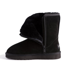 Load image into Gallery viewer, AUS WOOLI UGG MID CALF ZIP-UP SHEEPSKIN BOOT - Black