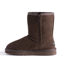Load image into Gallery viewer, AUS WOOLI UGG MID CALF ZIP-UP SHEEPSKIN BOOT - Chocolate