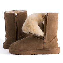 Load image into Gallery viewer, AUS WOOLI UGG MID CALF ZIP-UP SHEEPSKIN BOOT - Chestnut/Tan