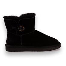 Load image into Gallery viewer, AUS WOOLI UGG SHORT SHEEPSKIN BUTTON BOOT - BLACK