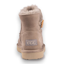Load image into Gallery viewer, AUS WOOLI UGG SHORT SHEEPSKIN BUTTON BOOT - LIGHTGREY