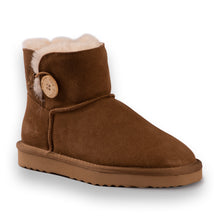 Load image into Gallery viewer, AUS WOOLI UGG SHORT SHEEPSKIN BUTTON BOOT - Chestnut/Tan