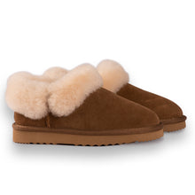 Load image into Gallery viewer, AUS WOOLI UGG UNISEX SHEEPSKIN WOOL TRADITIONAL ANKLE SLIPPERS - TAN