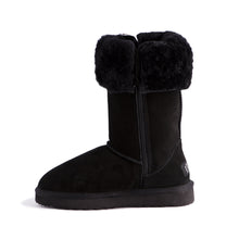 Load image into Gallery viewer, AUS WOOLI UGG TALL ZIP-UP SHEEPSKIN BOOT - Black