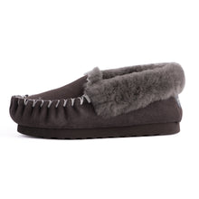 Load image into Gallery viewer, AUS WOOLI HAND STITCHED WOMENS SHEEPSKIN MOCCASIN - Dark Grey