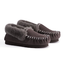 Load image into Gallery viewer, AUS WOOLI HAND STITCHED WOMENS SHEEPSKIN MOCCASIN - Dark Grey