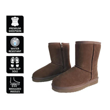 Load image into Gallery viewer, AUS WOOLI UGG MID CALF ZIP-UP SHEEPSKIN BOOT - Chocolate