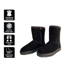 Load image into Gallery viewer, AUS WOOLI UGG MID CALF ZIP-UP SHEEPSKIN BOOT - Black