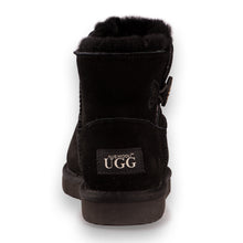 Load image into Gallery viewer, AUS WOOLI UGG SHORT SHEEPSKIN BUTTON BOOT - BLACK
