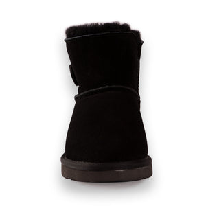 AUS WOOLI UGG SHORT SHEEPSKIN BUTTON BOOT - BLACK