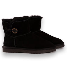 Load image into Gallery viewer, AUS WOOLI UGG SHORT SHEEPSKIN BUTTON BOOT - BLACK
