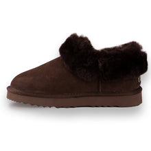 Load image into Gallery viewer, AUS WOOLI UGG UNISEX SHEEPSKIN WOOL TRADITIONAL ANKLE SLIPPERS - CHOCOLATE
