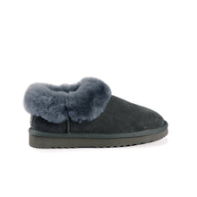 Load image into Gallery viewer, AUS WOOLI UGG UNISEX SHEEPSKIN WOOL TRADITIONAL ANKLE SLIPPERS - GREY
