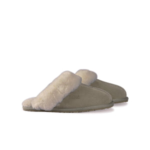 AUS WOOLI UGG UNISEX SHEEPSKIN WOOL SHELLEY Slippers - Light Grey