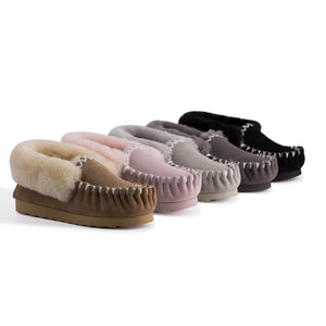 AUS WOOLI HAND STITCHED WOMENS SHEEPSKIN MOCCASIN - Light Grey