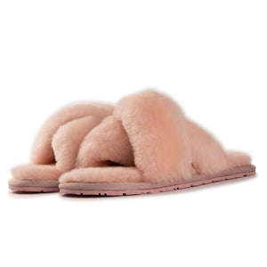 AUS WOOLI AUSTRALIA WOMEN SHEEPSKIN WOOL BRIGHTON SLIPPERS- PALEPINK
