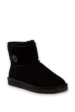 Load image into Gallery viewer, AUS WOOLI UGG SHORT SHEEPSKIN BUTTON BOOT - BLACK
