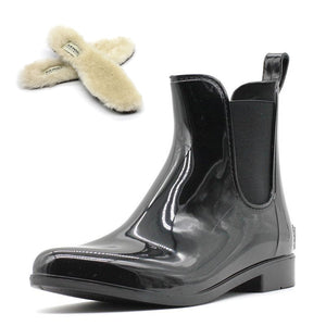 AUS WOOLI WOMENS RAINBOOTS WITH FREE SHEEPSKIN INSOLE - Black